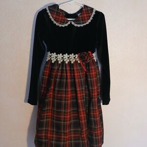 Youngland  Vintage Black and Red Plaid Formal Girls Dress Size 6